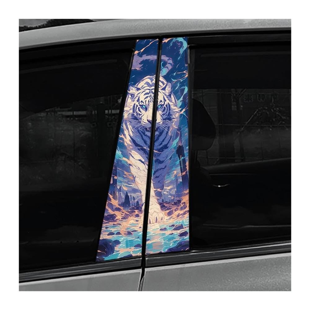 Body Parts 2pcs White Tiger DIY Car B-Pillar Waterproof Stickers Protective Decoration Cover Scratches(F)