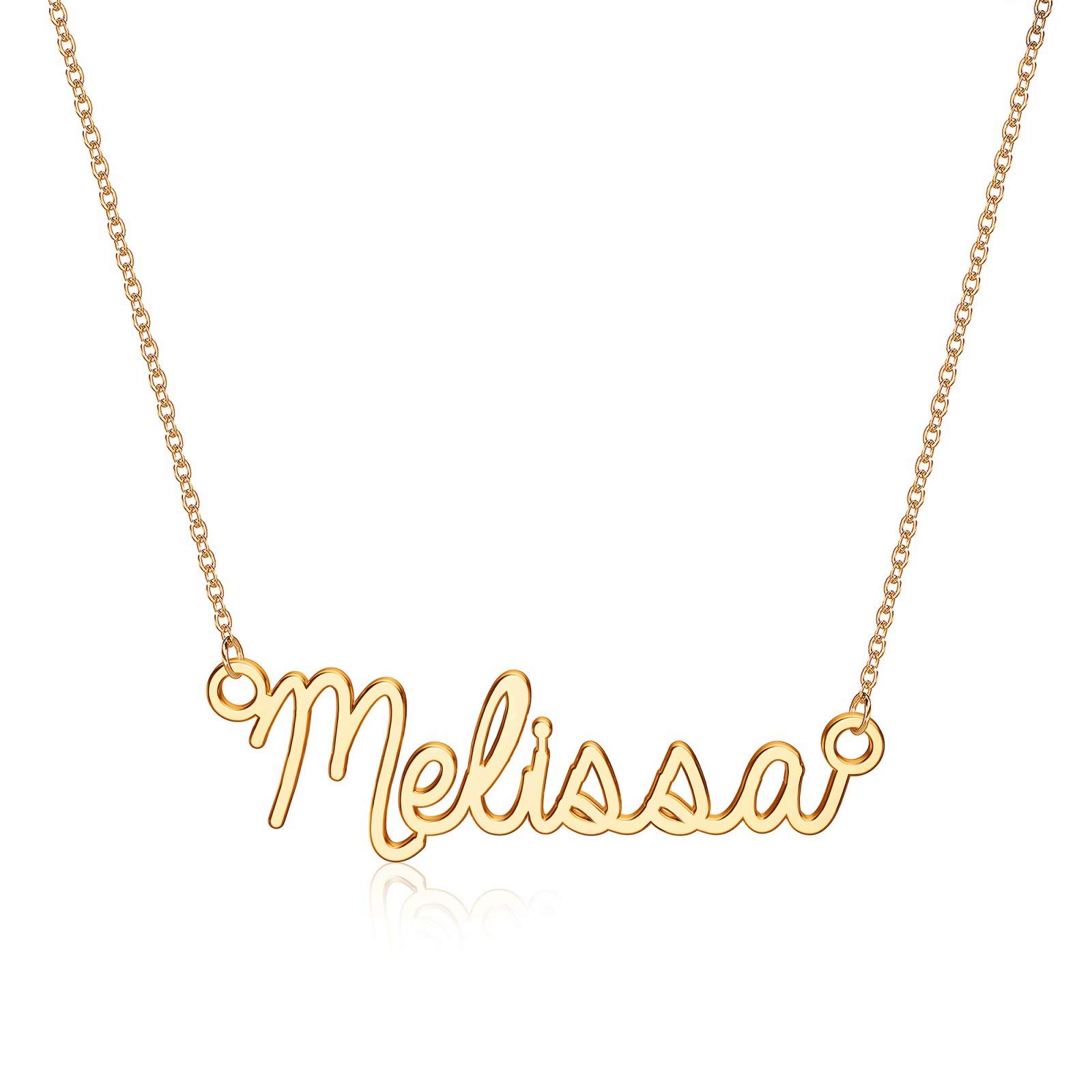TurandossCustom Name Necklace Personalized, 14K Gold Plated Name Pendant Necklace Dainty Name Necklace Personalized Jewelry Gifts for Women Girls