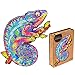 Produktbild UNIDRAGON Wooden Jigsaw Puzzle, Best Gift for Adults and Kids, Unique Shape Jigsaw Pieces Iridescent Chameleon, 12.2 x 16.1 in (31 x 41 cm) 314 pcs, King Size