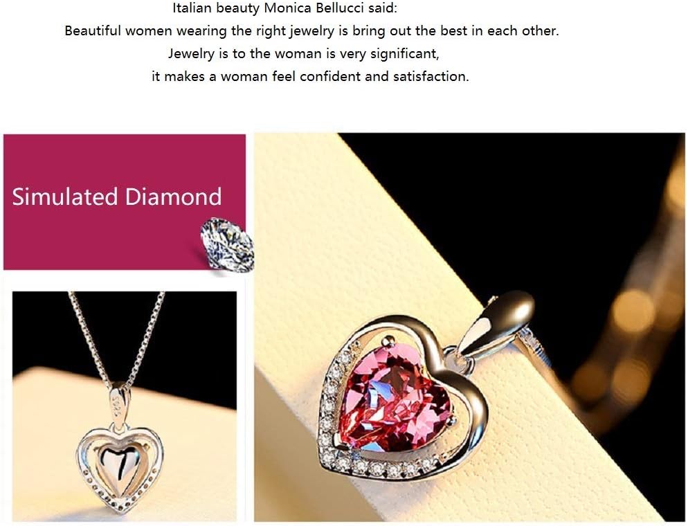 Sterling Silver 8mm Heart Shape Crystal with Cubic Zirconia Pendant Necklace