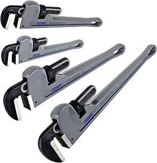 KARRYTON Aluminum Pipe Wrench Set 10" 14" 18" 24" (4-Pack) - Lightweight Heavy-Duty Plumbing Tools with Drop-Forged Cr-Mo Jaws