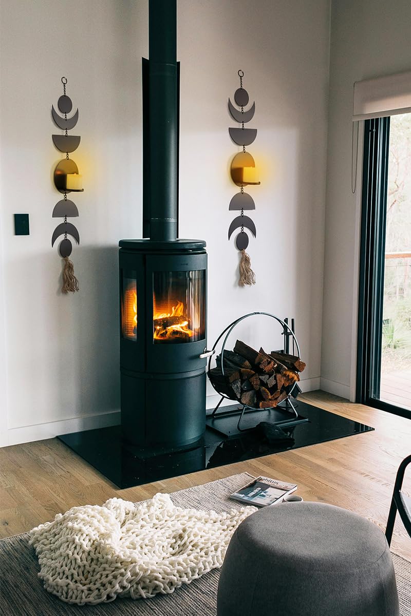 Wandhalter für Kerzen, Schwarz Metall Wandkerzenhalter, Kerzenständer für Wandmontage, Groß Boho Hänge Wand Kerzenhalter Deko(2er Set)