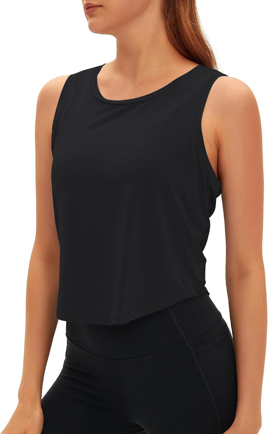 Women's Open Back Workout Tops Sleeveless Crop Yoga Shirts Lightweight Athletic Gym Exercise Tank Tops - Image 2