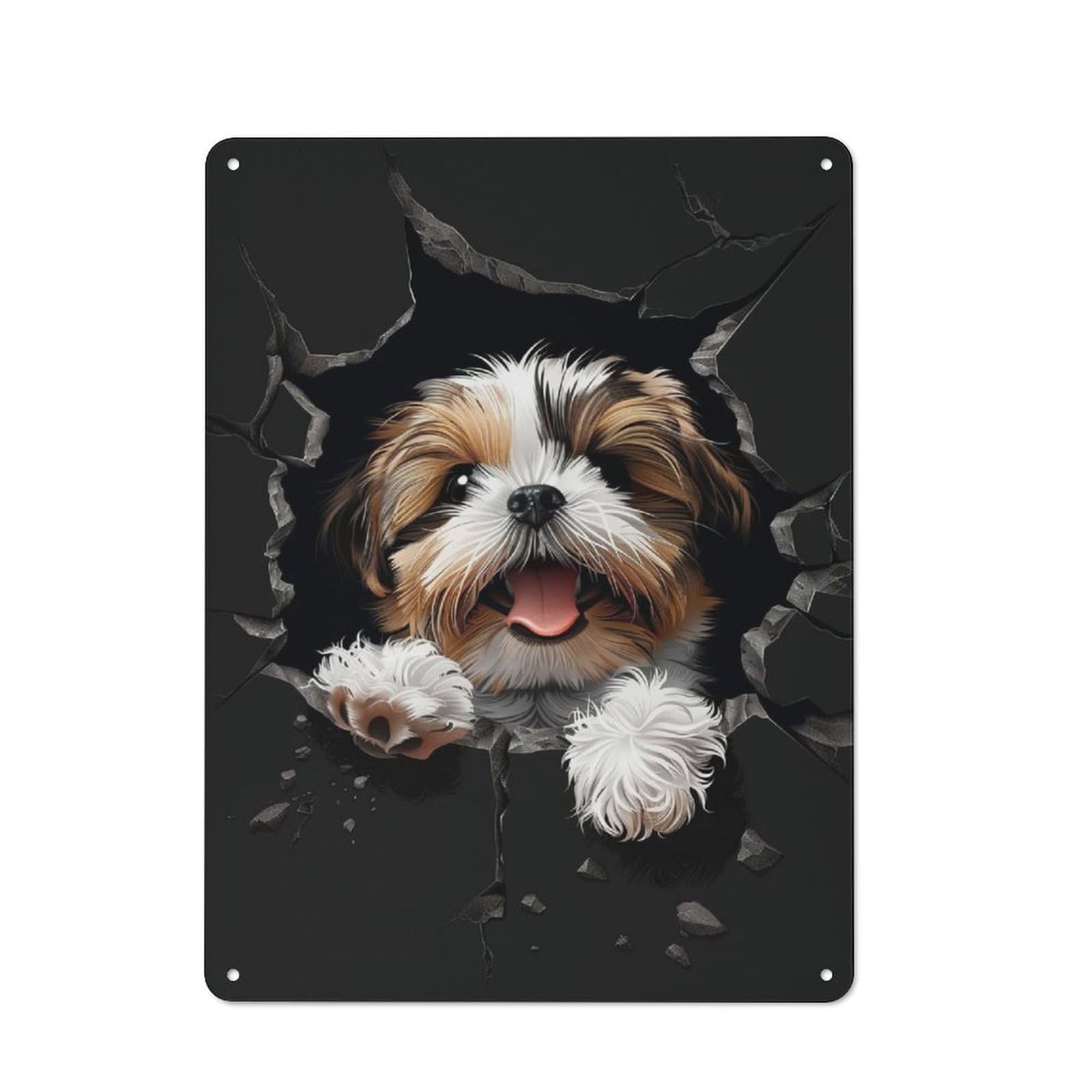 Junmoney Shih Tzu Metal Wall Sign 40X30cm Featuring For Garage Or Workshop, For Home Office, Studio And Craft Room Walls