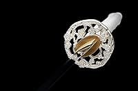 Vista 6 de Espada Katana Tradicional Forjada a Mano con Templado de Calor/Arcilla Verdaderas Katanas de Acero al Carbono 1060/1095 T10, Afilar, Espiga