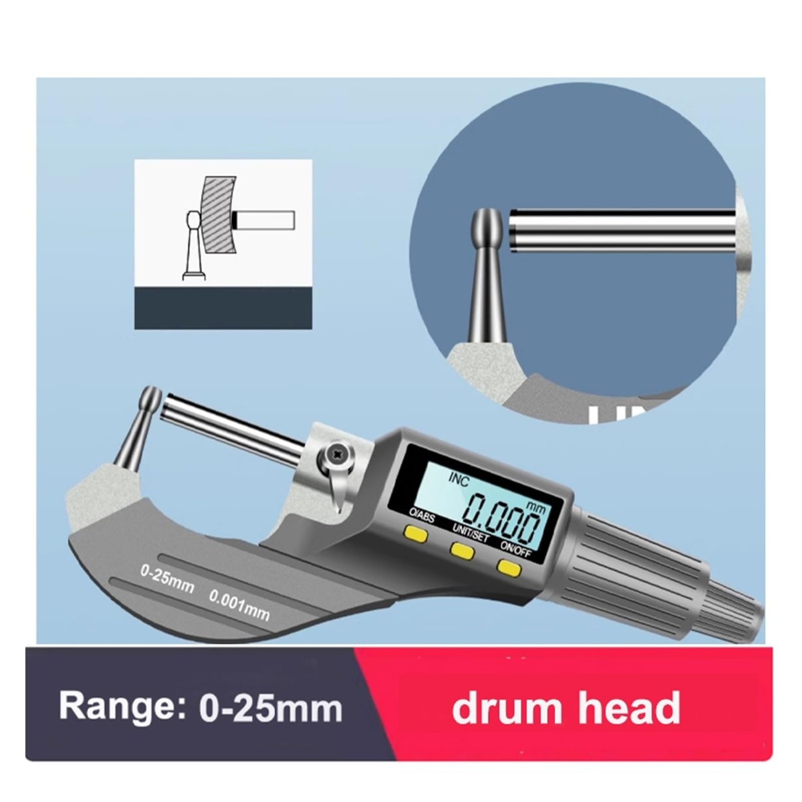 0-25 mm 0,001 Nachladen Mikrometer Rohr Ball Sphärische Amboss Digitale Elektronische Mess Werkzeug Klar zu lesen