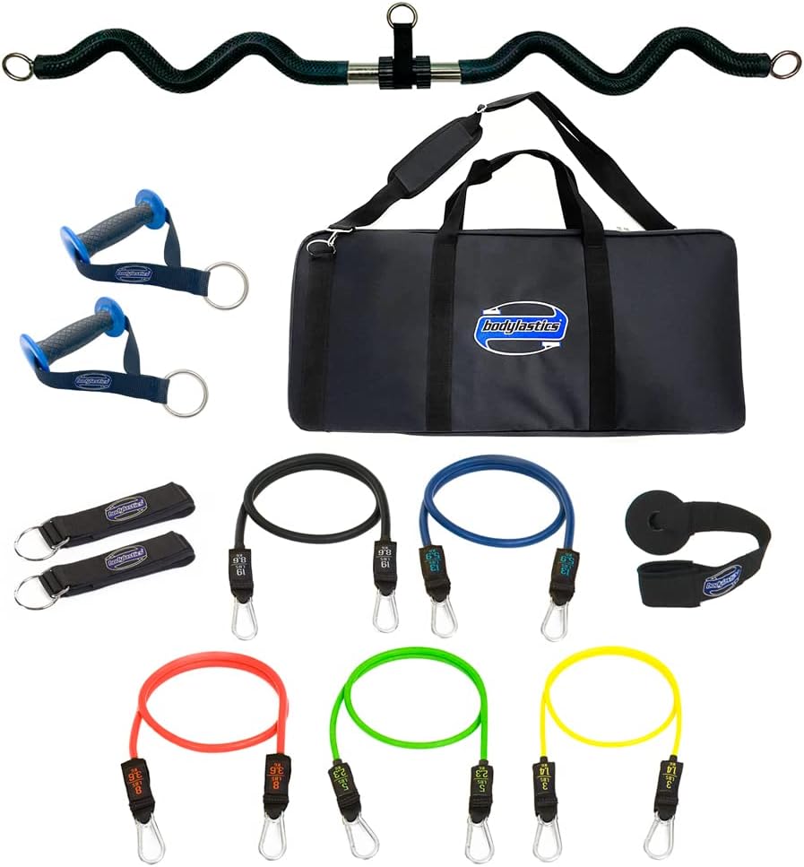 Bodylastics Ultimate Resistance Band Set with Curl Bar5 Bands,Exercise
