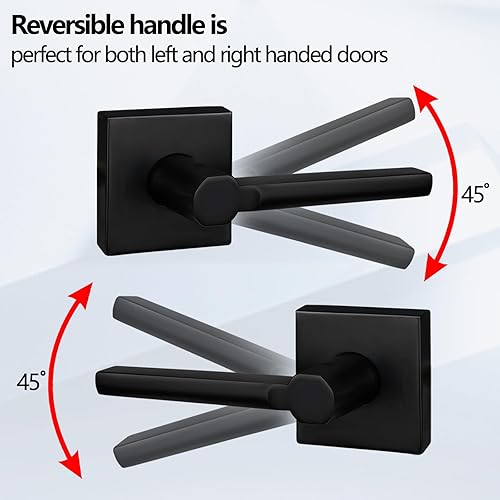 Miniatura 4 de NEWBANG HD1601-DB-PS-6P - Paquete de 6 manijas de puerta en negro mate envejecido para puerta de paso, color negro mate