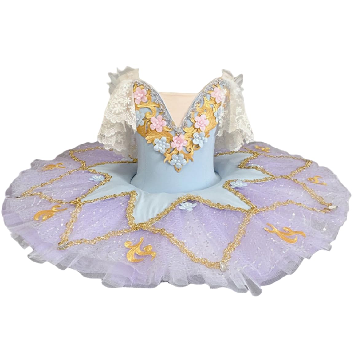 GeRRiT Lila Pailletten Ballett Tutu, Professionelles Tanzkostüm für Mädchen Erwachsene Kinder Schwanensee Ballerina Pfannkuchen Tutu Ballettkleid