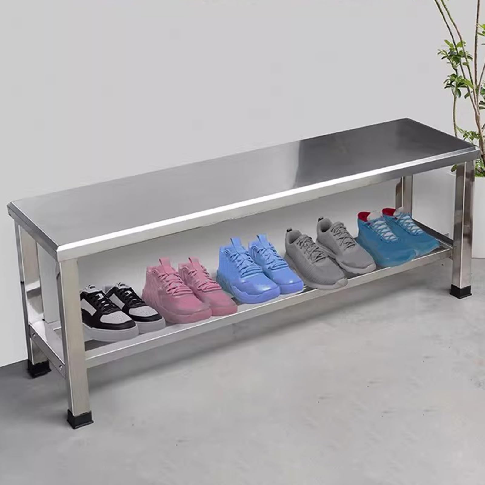 Banc de Jardin Extérieur en Acier INOX 304 sans Dossier, Capacité de 250kg