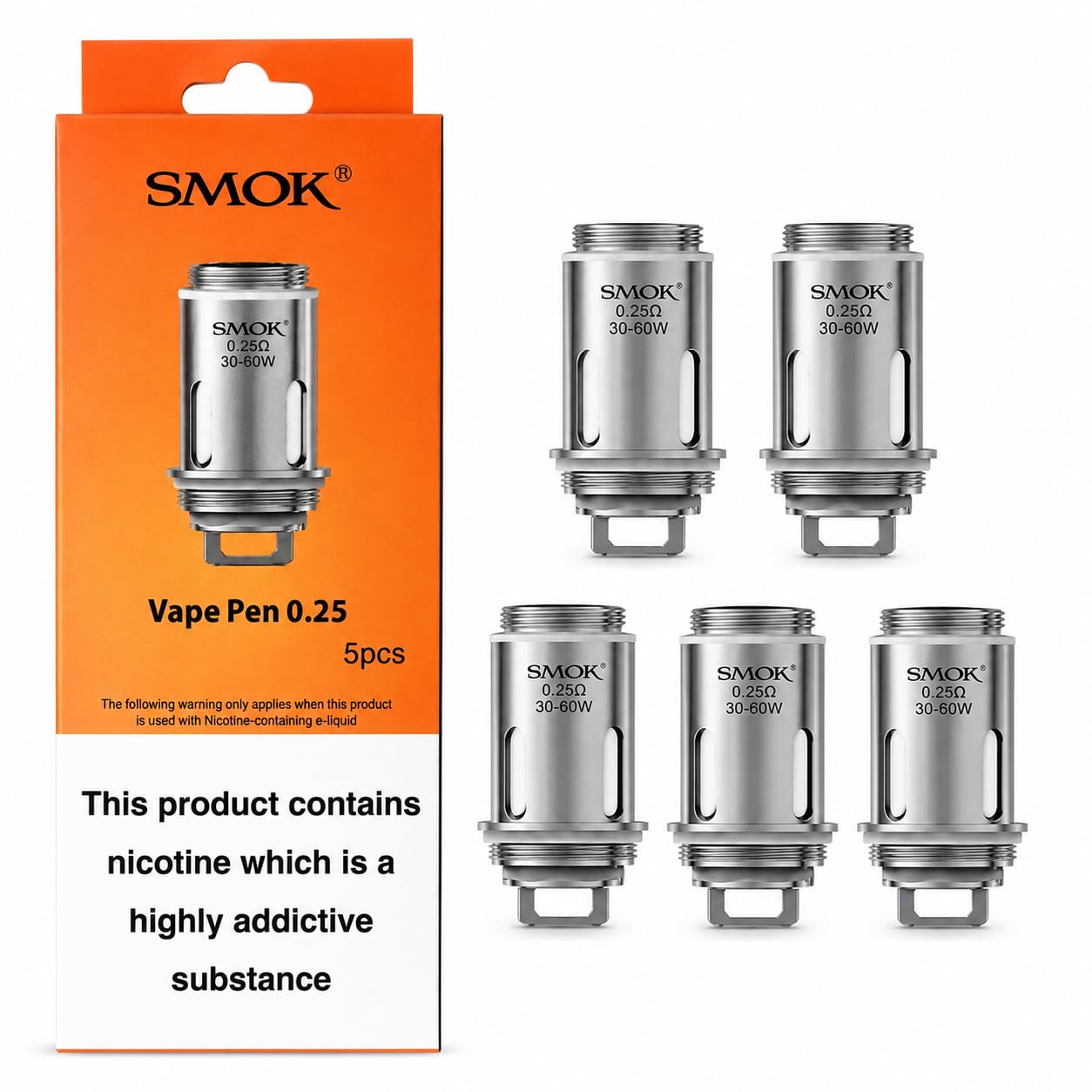 SMOK Vape Pen 22 0.25 Ohm Dual Core Coils [Pack of 5]
