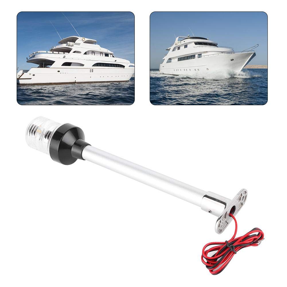 Luce di Segnalazione a Vela, DC12V-24V/5W Luce di Poppa per Barca Regolabile Bianca Luce di Ancoraggio a Tutto Tondo Lampada di Poppa di Ancoraggio IP66 Bianca
