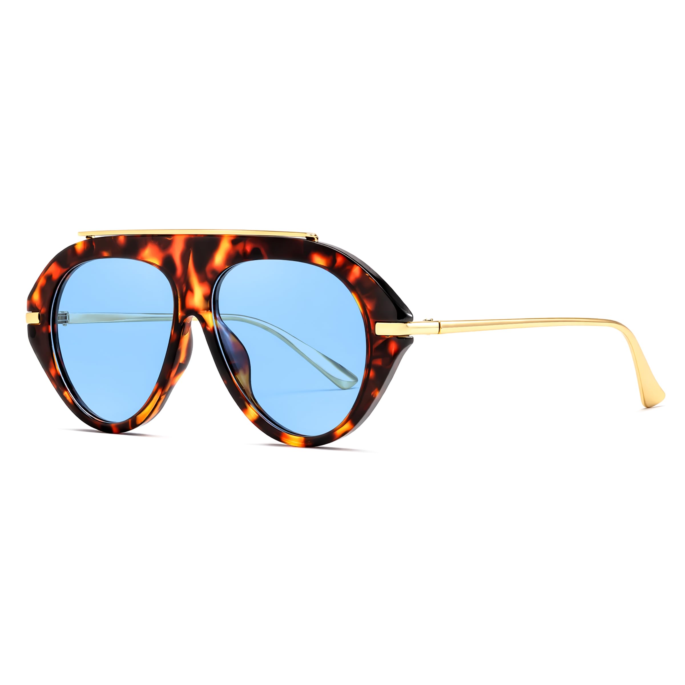FEISEDY Retro Aviator Sunglasses for Women Men Trendy Oversized 70s Vintage Metal Sun Glasses B0408