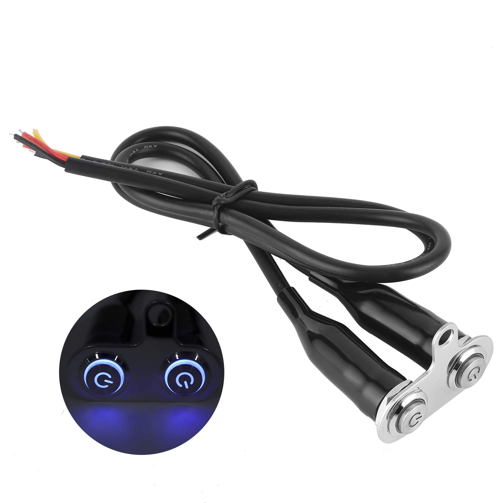 Interruttore del manubrio del motociclo 12V, interruttore del manubrio del motociclo dell'acciaio inossidabile Pulsante di controllo della staffa di modifica del LED(2 pulsanti)
