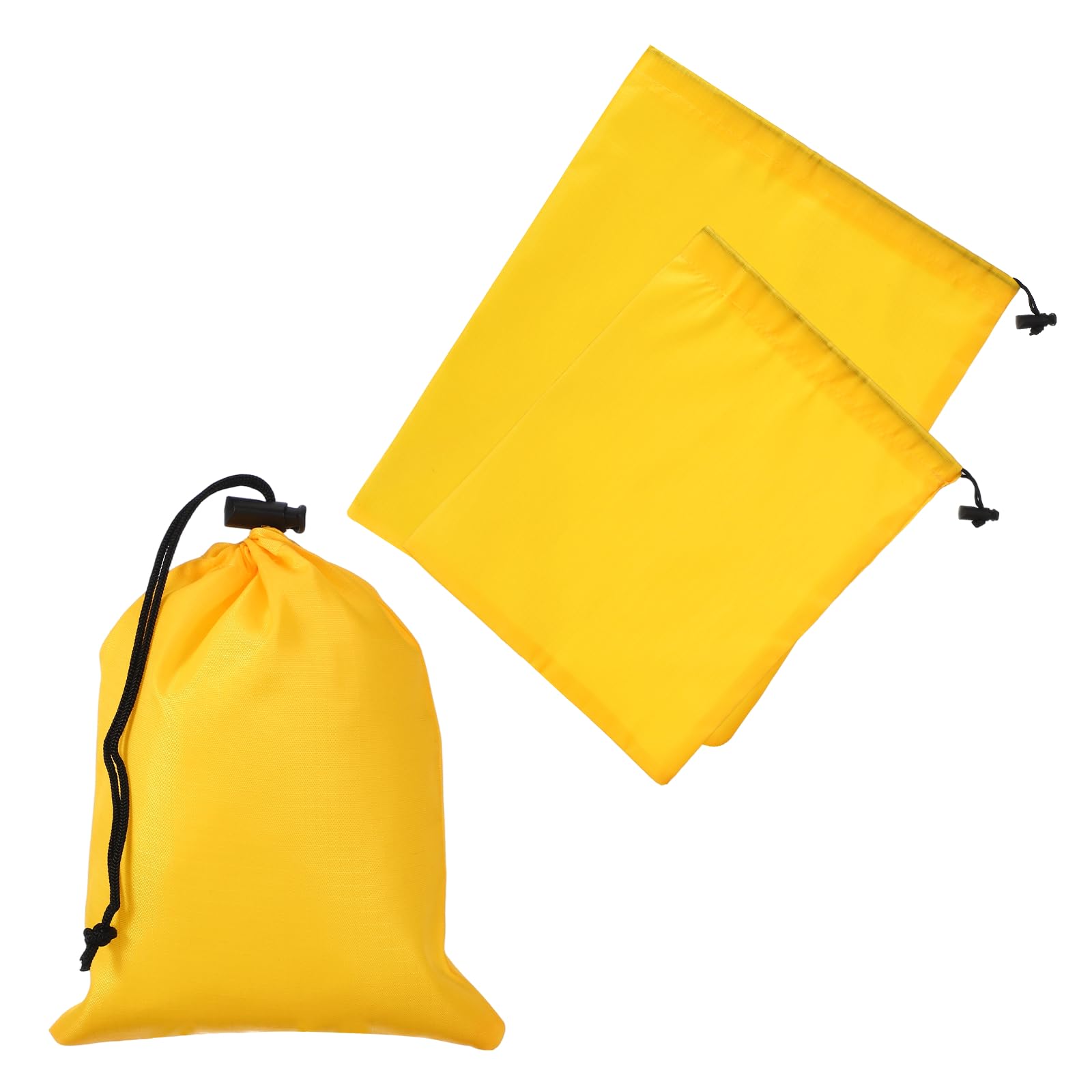 YELARXI Drawstring Bag with Toggle, Stuff Sack String Waterproof Travel Storage Bags Cinch Stuff Pouch 3 Size & 3 Pack & Yellow -Fitting for (Gym/Traveling/Hiking/Yoga/Office/Shoes)