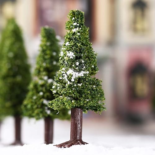 Miniatura 7 de Veemoon 15 piezas de 683.9 in Mini árboles de Navidad en miniatura pinos con base de madera para escena en miniatura decoración de Navidad DIY