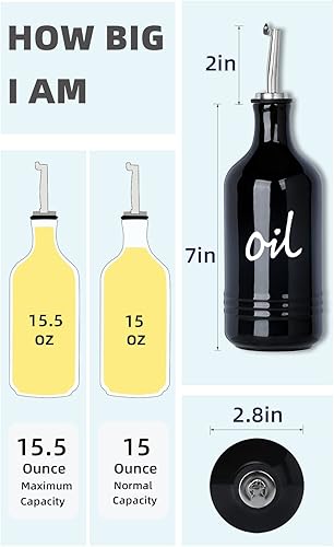 Vista 20 de HAOTOP Farmhouse - Juego de botellas dispensadoras de aceite y vinagre de cerámica, perfectas para almacenamiento de aceite y vinagre, 15 onzas