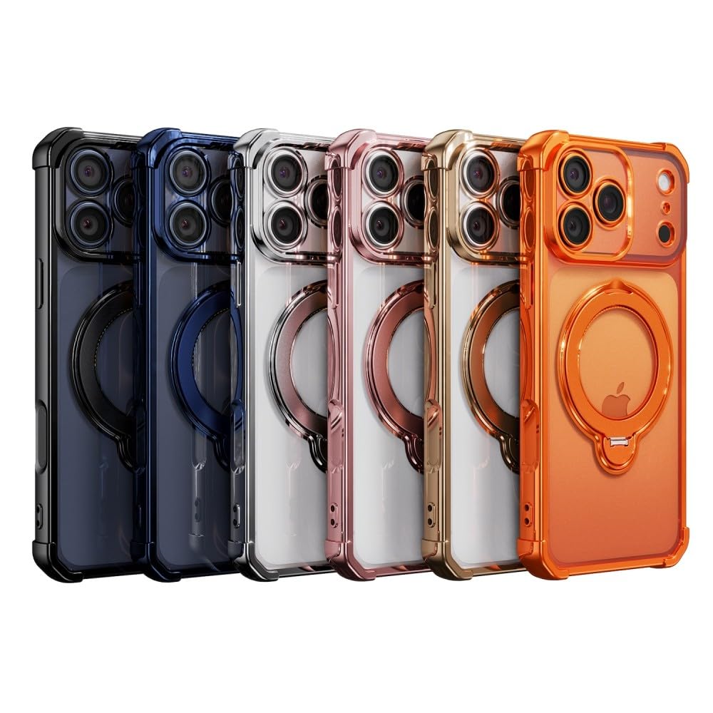 Generic Funda compatible con iPhone 16 (color: plateado) a prueba de golpes, soporte de anillo de metal, cubierta dura de silicona