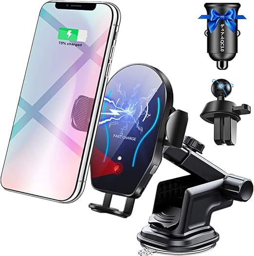 Amazon 10w急速充電 車載qi ワイヤレス充電器 車載ホルダー 3in1スマホホルダー 自動開閉 Qc3 0 2 カーチャージャー付き エアコン吹き出し口 吸盤式兼用 自動車スマホスタンド 車 携帯ホルダー 360度回転 急速ワイヤレス車載充電器 Iphone 車載ホルダー