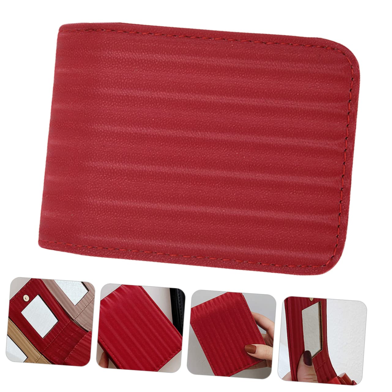 FRCOLOR 3 Pz mini borsa per rossetto makeup bag make up bag borsa cosmetici kit make up per rossetto femminile portamonete astuccio per del pu rosso
