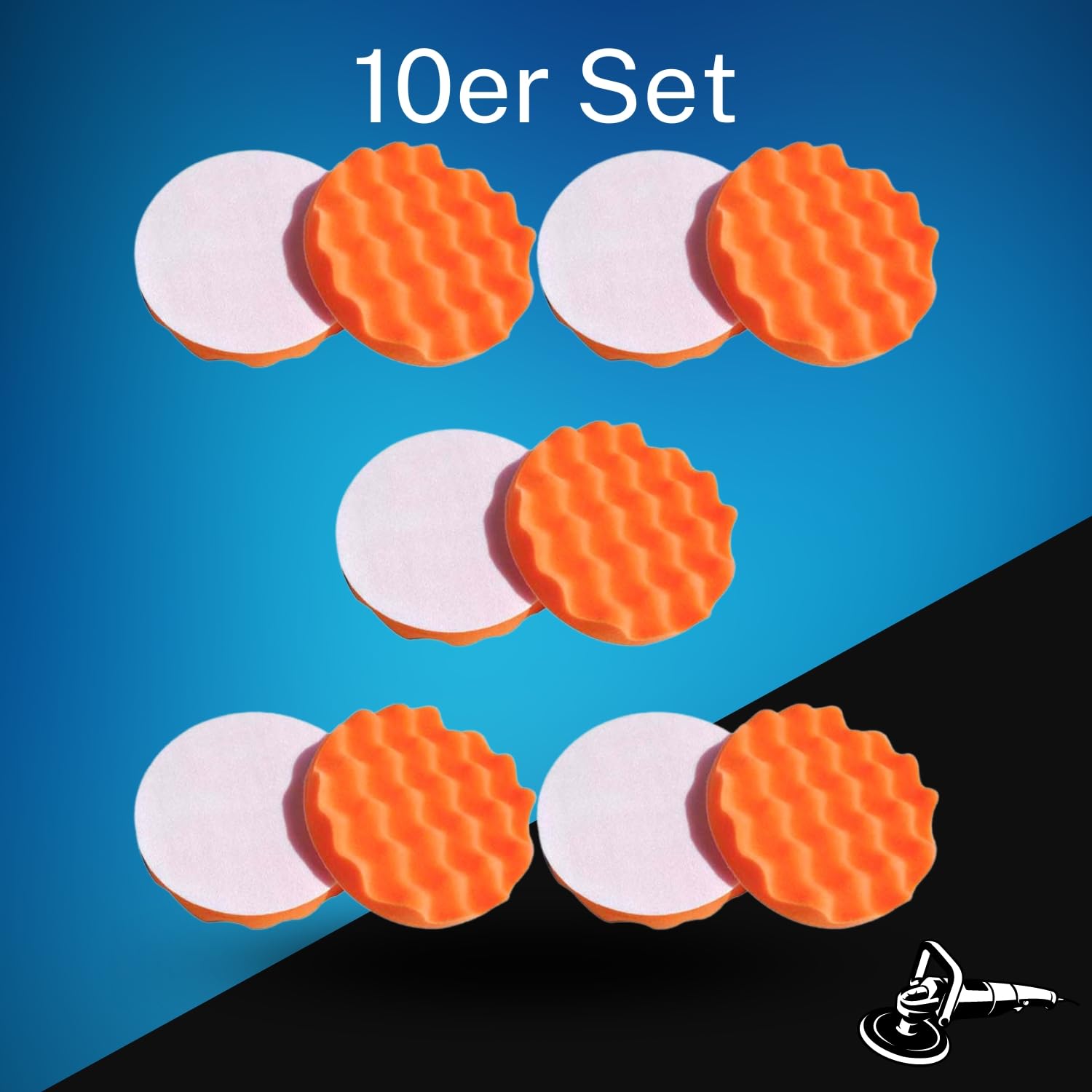 Set di spugne per lucidatura, 180 mm, con velcro, in diversi gradi di durezza e dimensioni di set spugne per lucidatrice, set da 10 pezzi