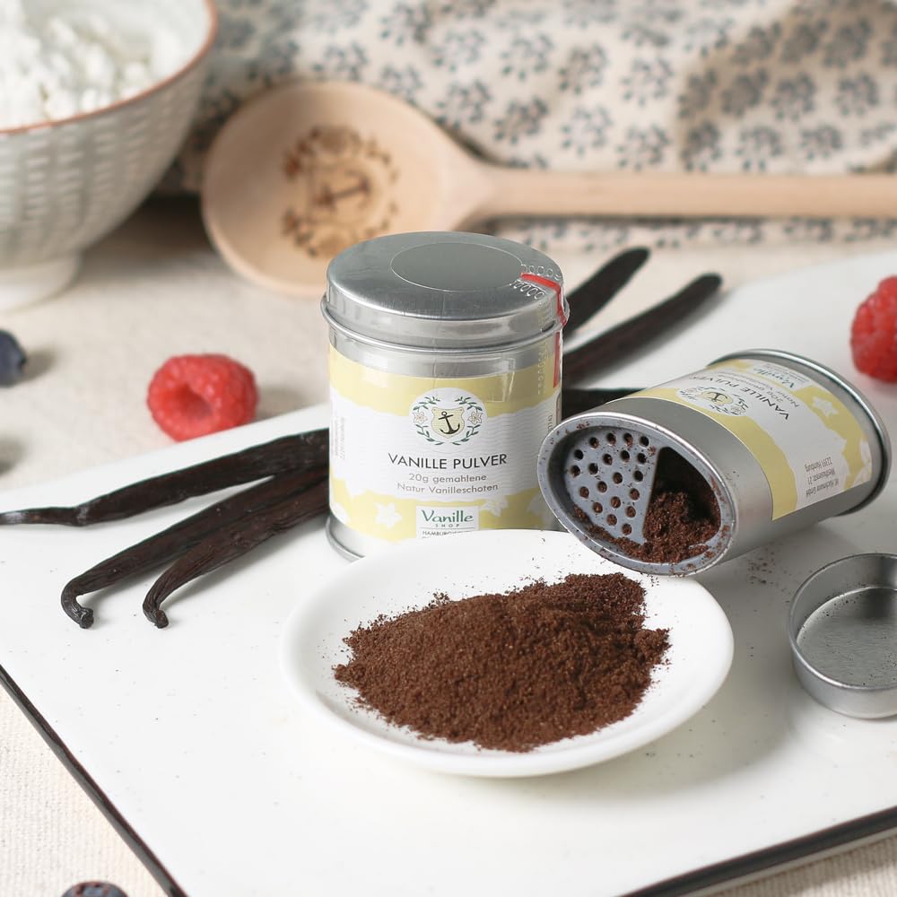 Natur Vanillepulver 20g / gemahlene Vanille Schoten / vom Vanille Shop / ideal zum Backen und würzen