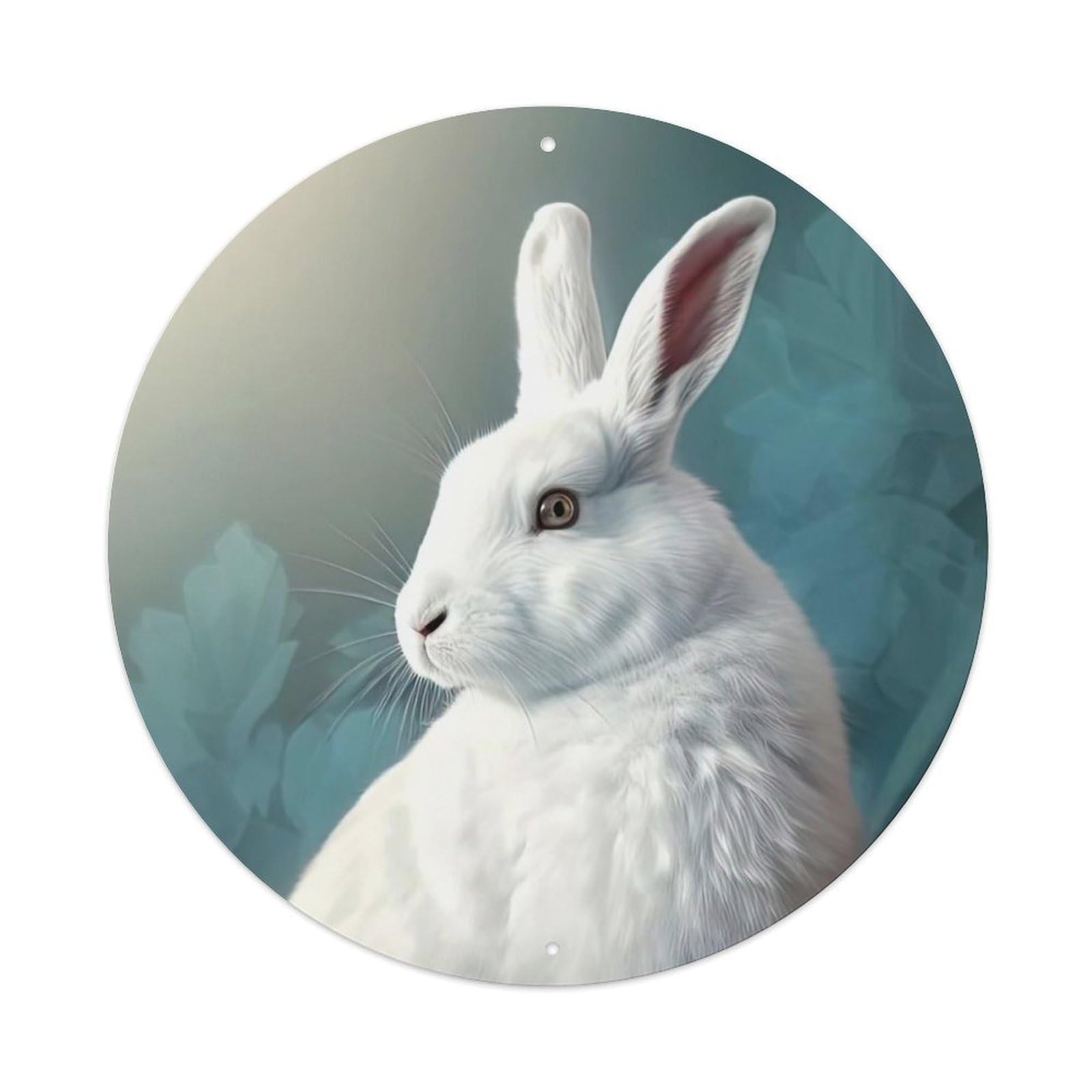 Animal Cute White Rabbit Metal Tin Sign