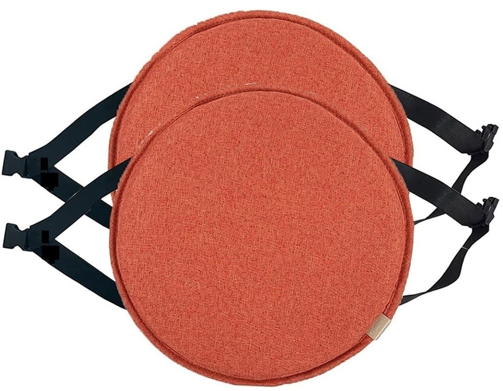 MOODMUSE Round Chair Cushion,Pack Of 1/2/4 High Stool Chair Pads With Ties,Anti-Slip Round Seat Cushion For Kitchen Chairs Multi-color Available(Golden Orange,33cm (pack of 2))