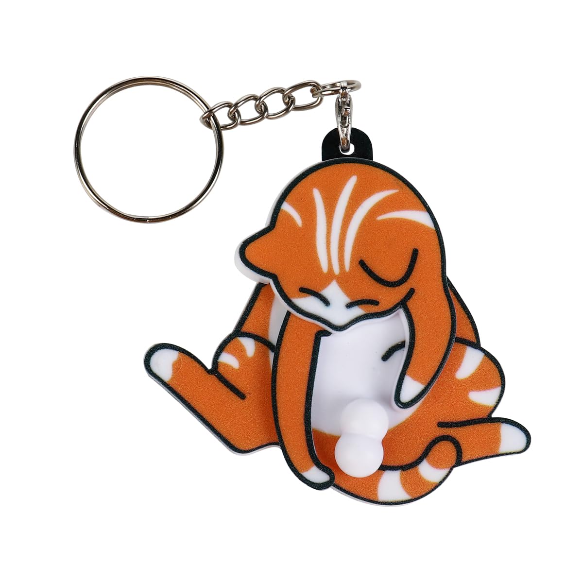 Ehoter Unisex Orange Funny Wiggling Cat Keychain Cat Play With Its Spinning Balls Funny Moving Pendant Gag Gift For Kitten Lovers (Orange)