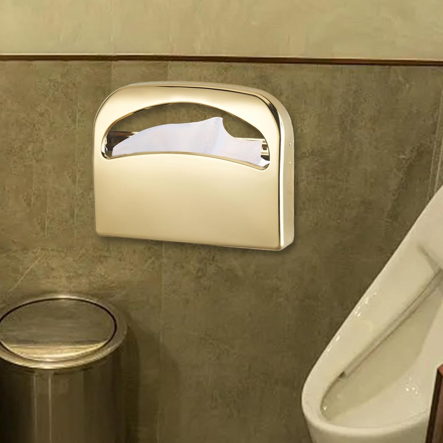 Toilet Seat Cover Holder Stainless Steel Toilet Seat Cover Dispenser Large Capacity Wall Mounted Suitable for Office Buildings Household Bath, B