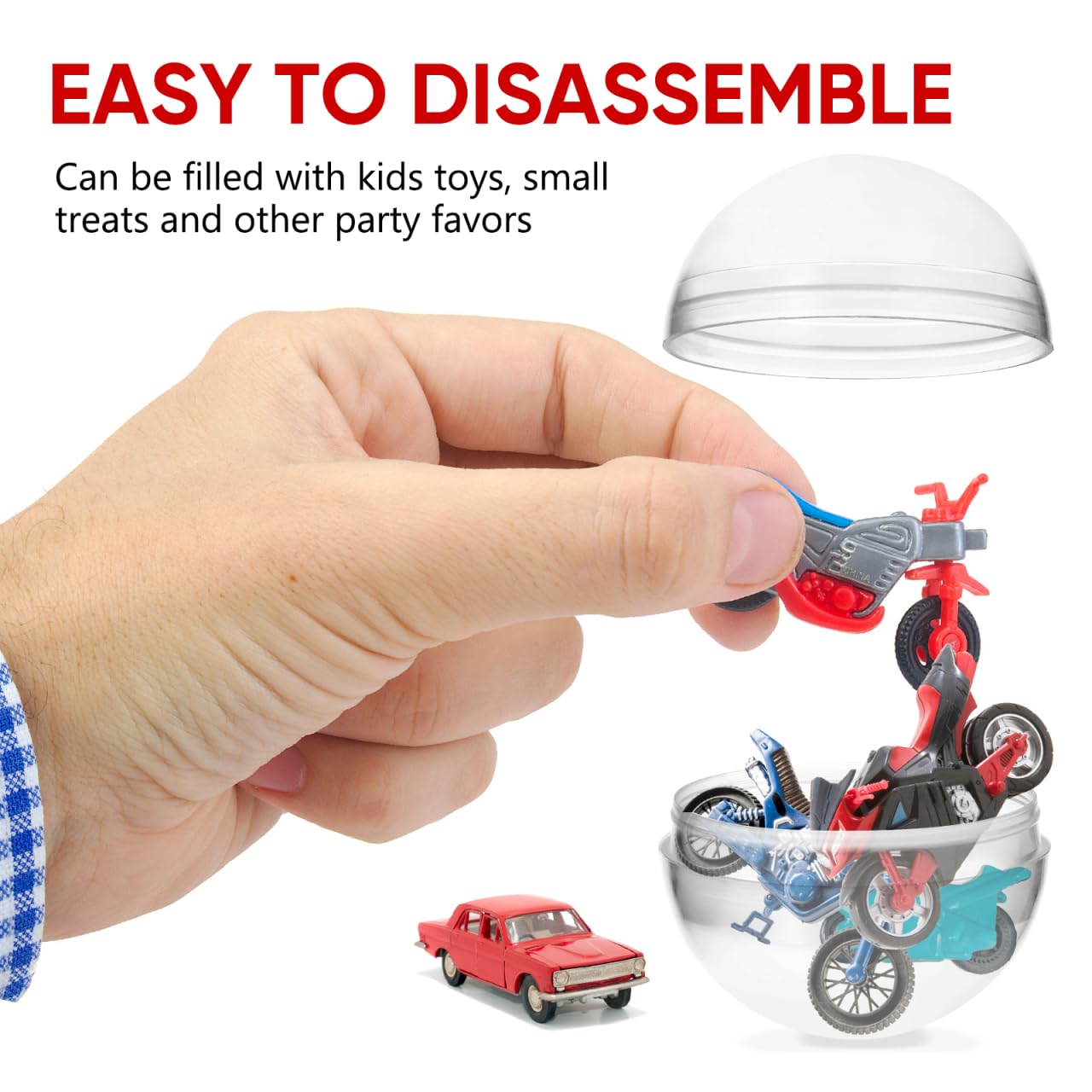 Angoily - Lote de 100 bolas transparentes para llenar 1,26 pulgadas, cápsulas redondas retorcidas reutilizables para decoración navideña, fiesta infantil y actividades de bricolaje, cápsula sorpresa