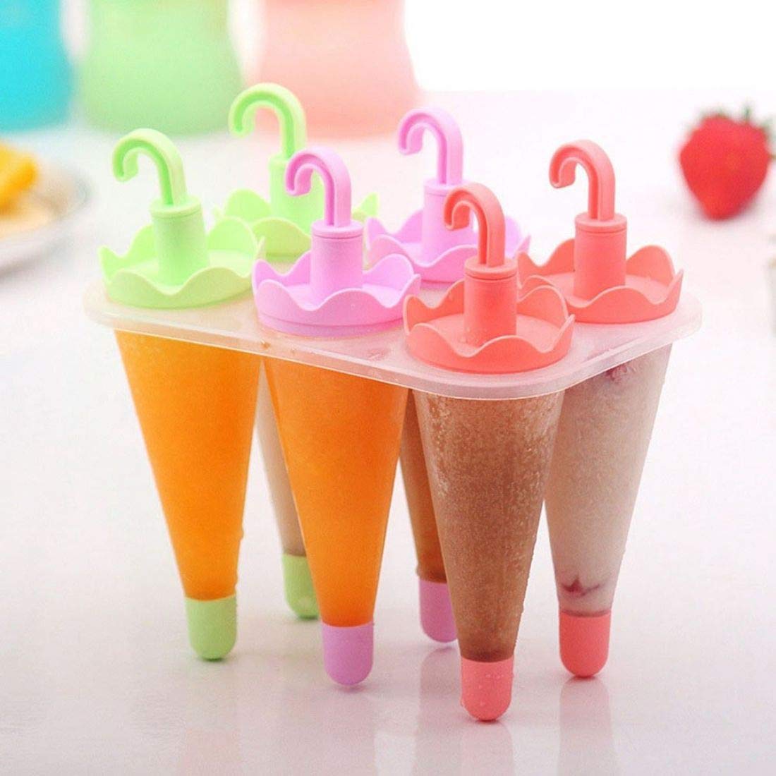Toriox Kulfi Maker Mould, Candy Popsicle Moulds, Ice Maker, Plastic Frozen Cream Mould Tray of 6 with Unbrackable Reusable Colorful Stick Set Cups - Multicolour