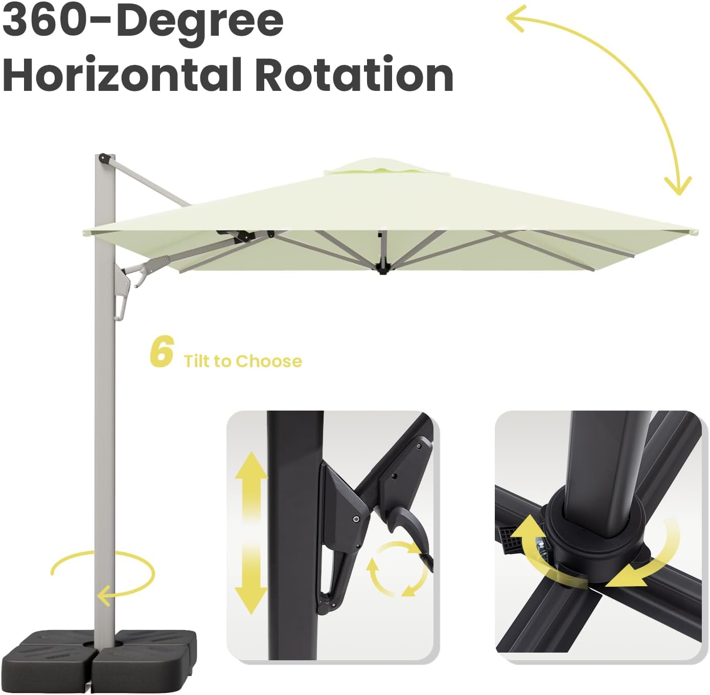 HOMPUS 9-12FT Cantilever Patio Umbrella 360°Rotation Rectangular Outdoor Umbrella
