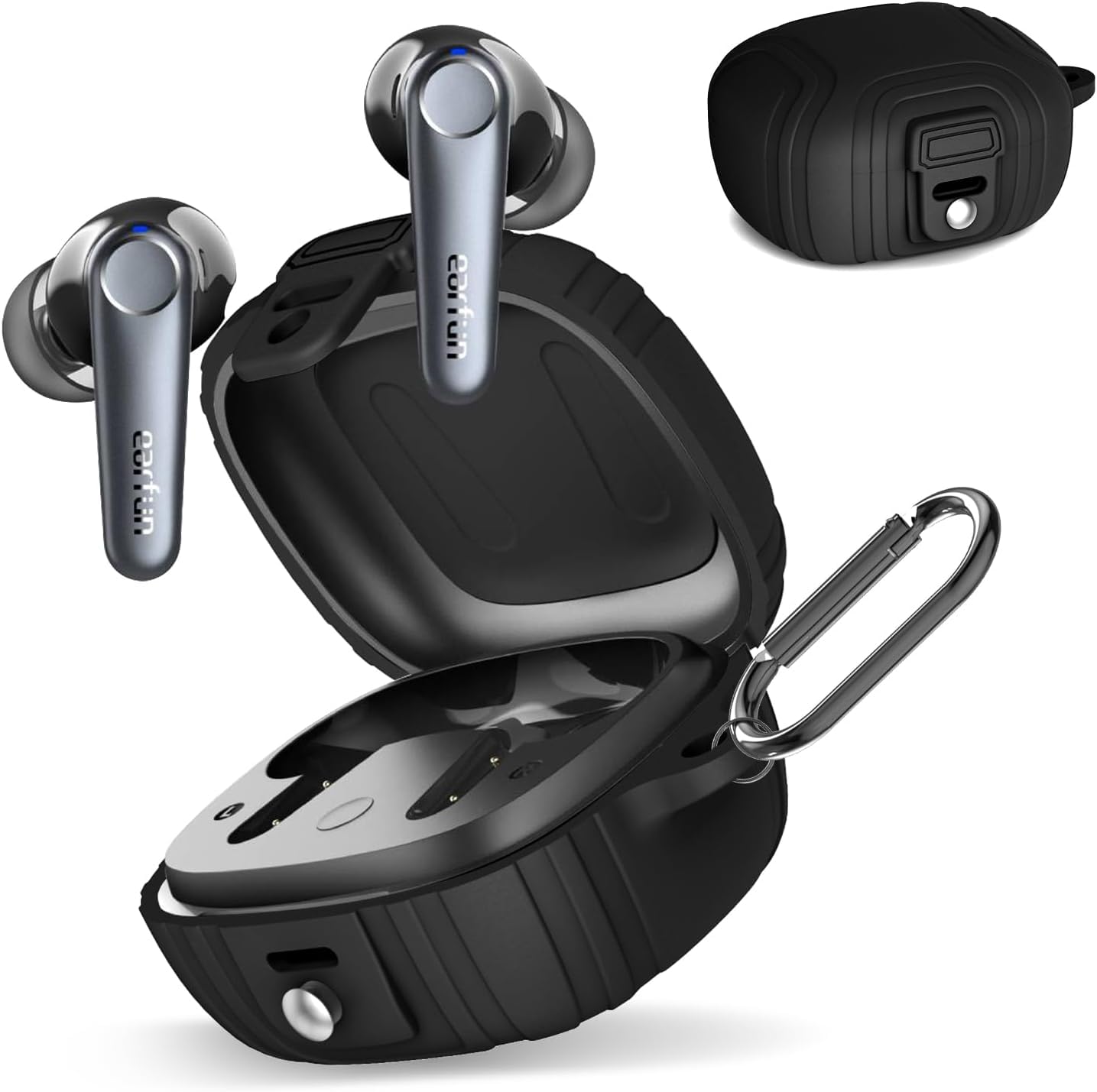 GEPASSilicone Secure Lock Case Compatible with Earfun Air Pro 3 Earbuds - Anti-Scratch Cover with Carabiner