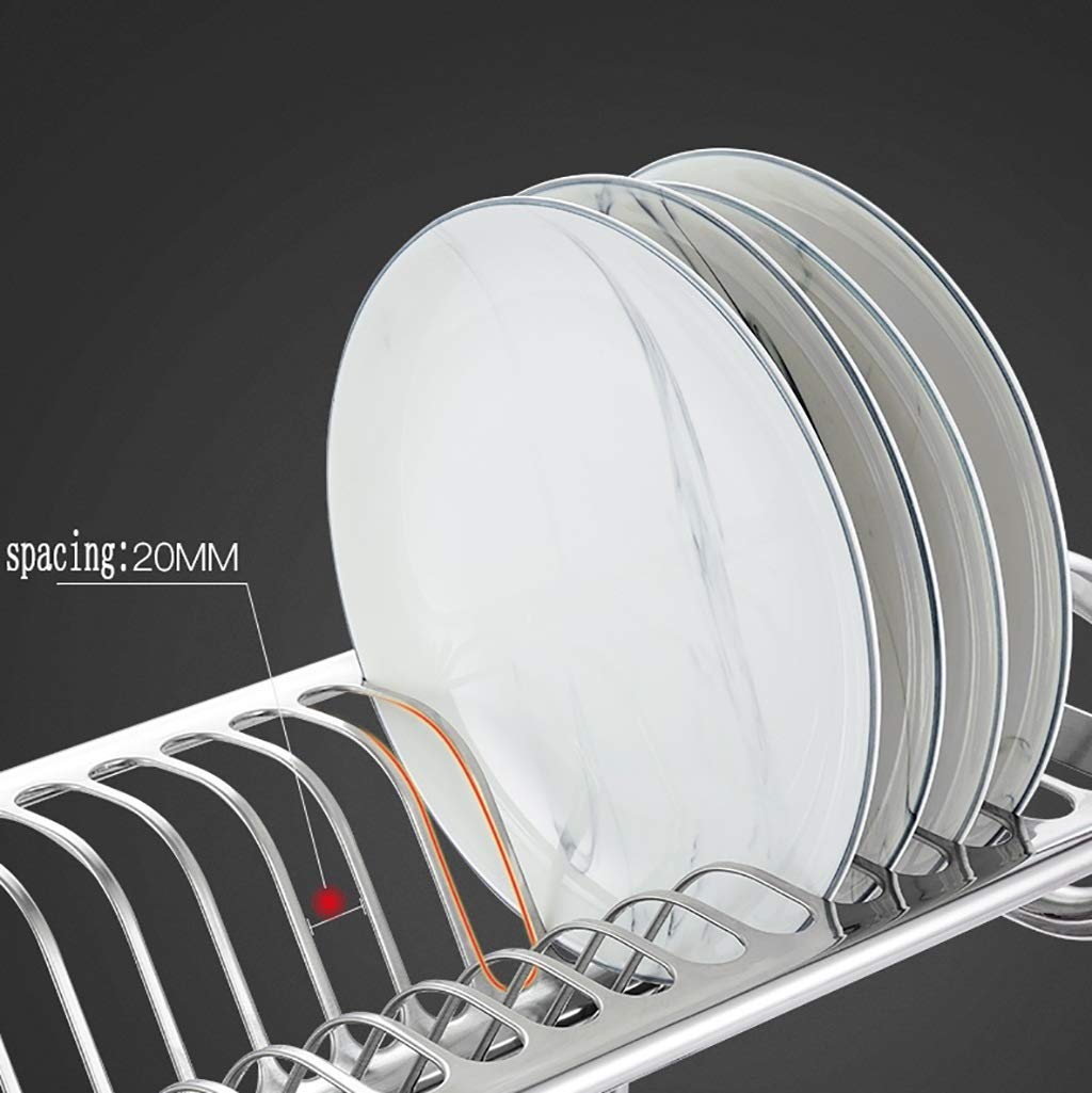 Rejilla de Cocina de Doble Capa para el hogar, escurridor de Platos de Acero Inoxidable 304, 3 tamaños (57 * 25 * 38cm)