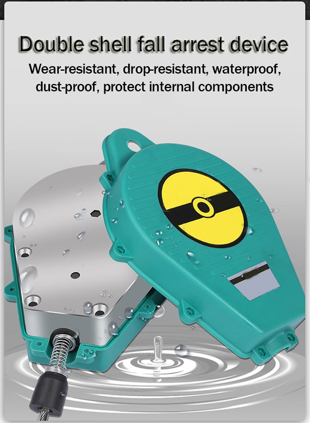Arnes de Seguridad Anticaídas Retráctil Dispositivo Anticaídas Retráctil con Cuerda de Alambre de Grado Aeronáutico Dispositivo de Seguridad para Trabajando en las Alturas, 3-20m(Size:5m)