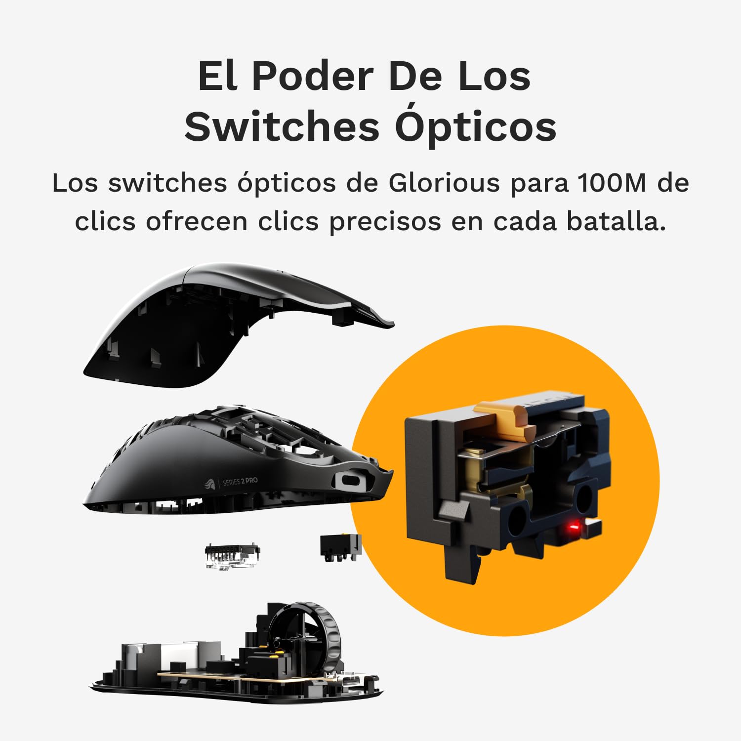GLORIOUS Series 2 Pro Ratón Gaming Inalámbrico 8K Ergonómico (Blanco) | Switches ópticos 100M, sensor BAMF 2.0 26K, peso superligero 55g, forma simétrica compacta, precisión excepcional de juego