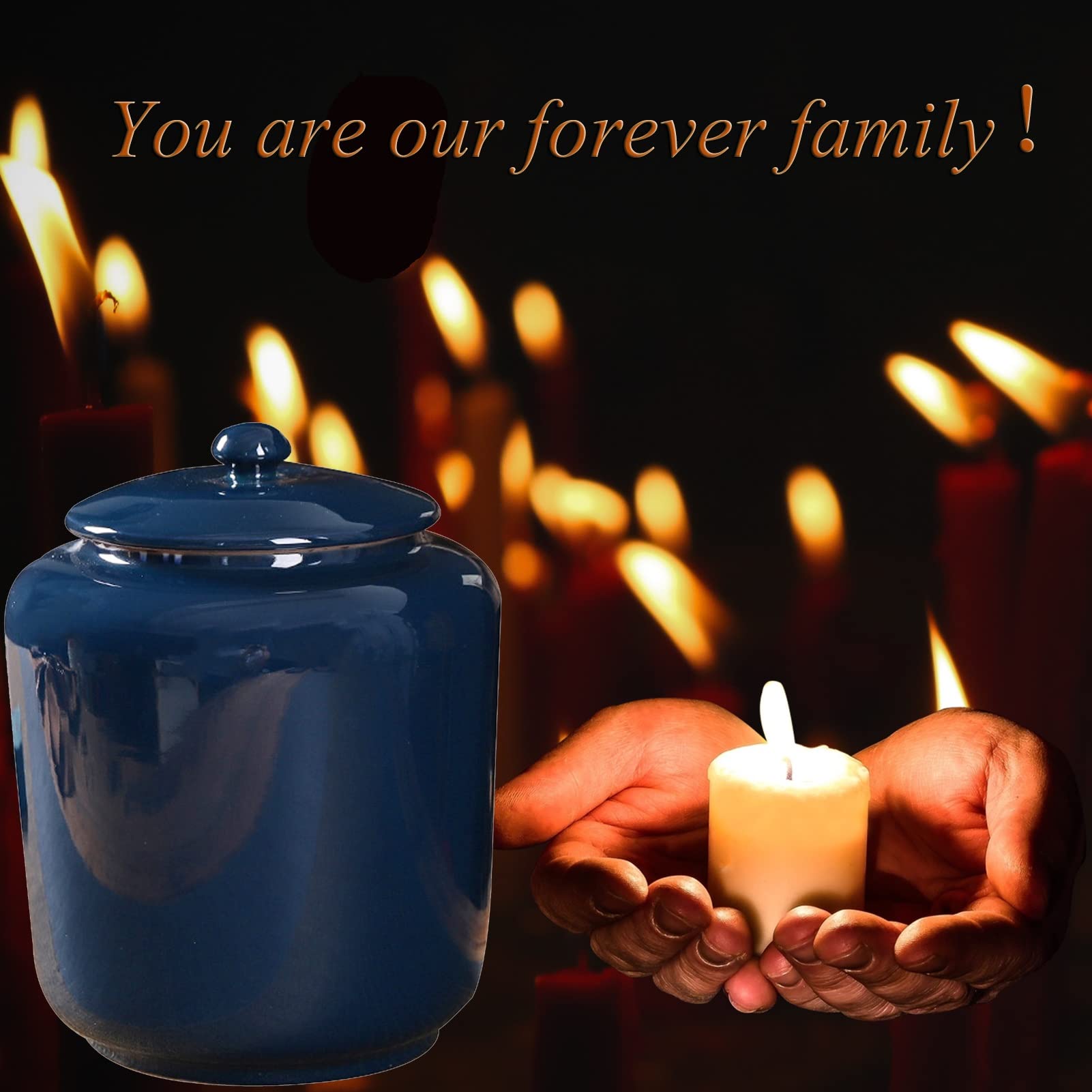 urna dla zwierząt, Duża urna na prochy ludzkie dla dorosłych, ceramiczna pamiątkowa – eksponat w domu(Blue,4100ml)