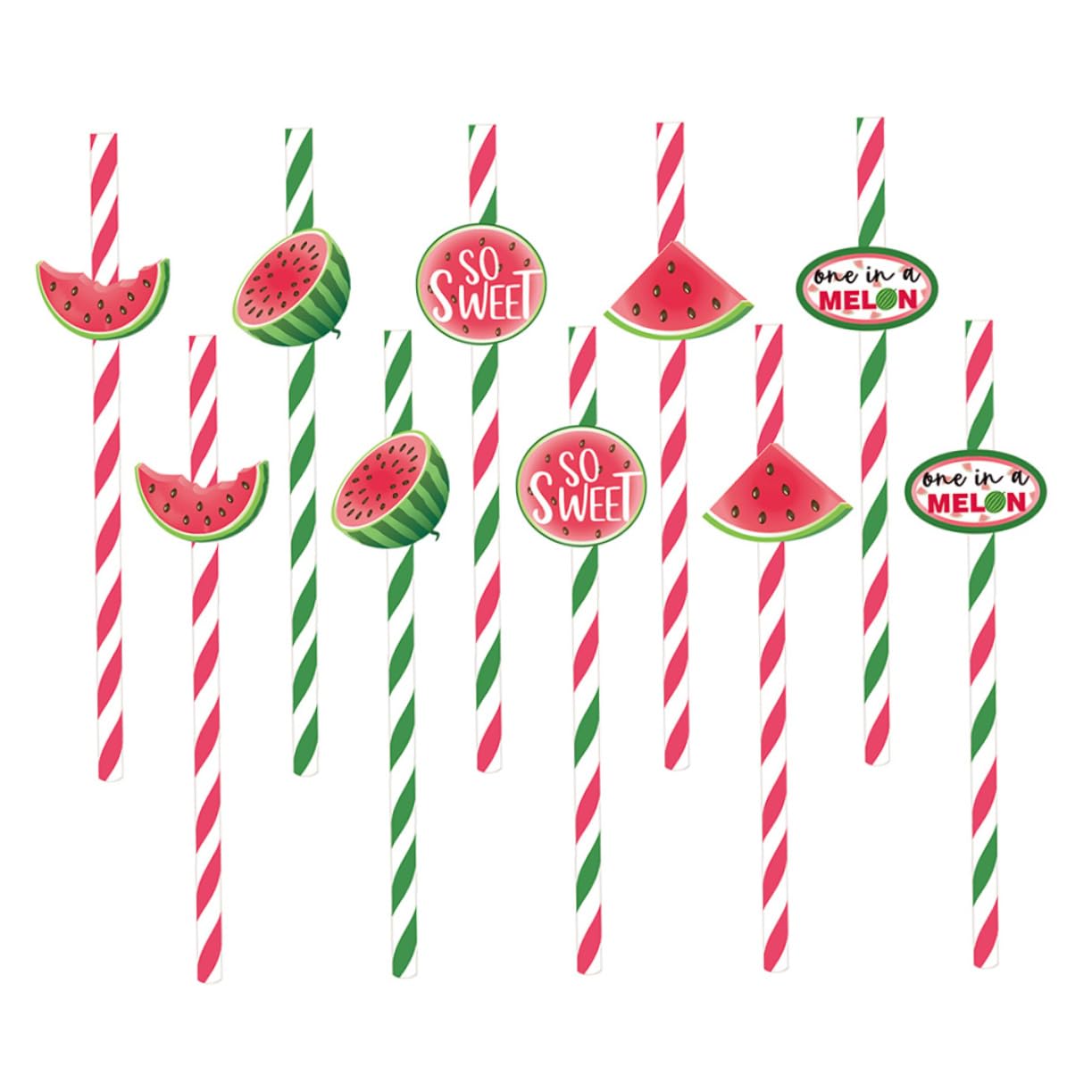 GLEAVI 4 Set Di Cannucce Riutilizzabili in Carta Per Succhi Di Frutta Con Motivo A Anguria in Stile Hawaiano Per Adulti Ragazzi E Ragazze 40 Pezzi*4