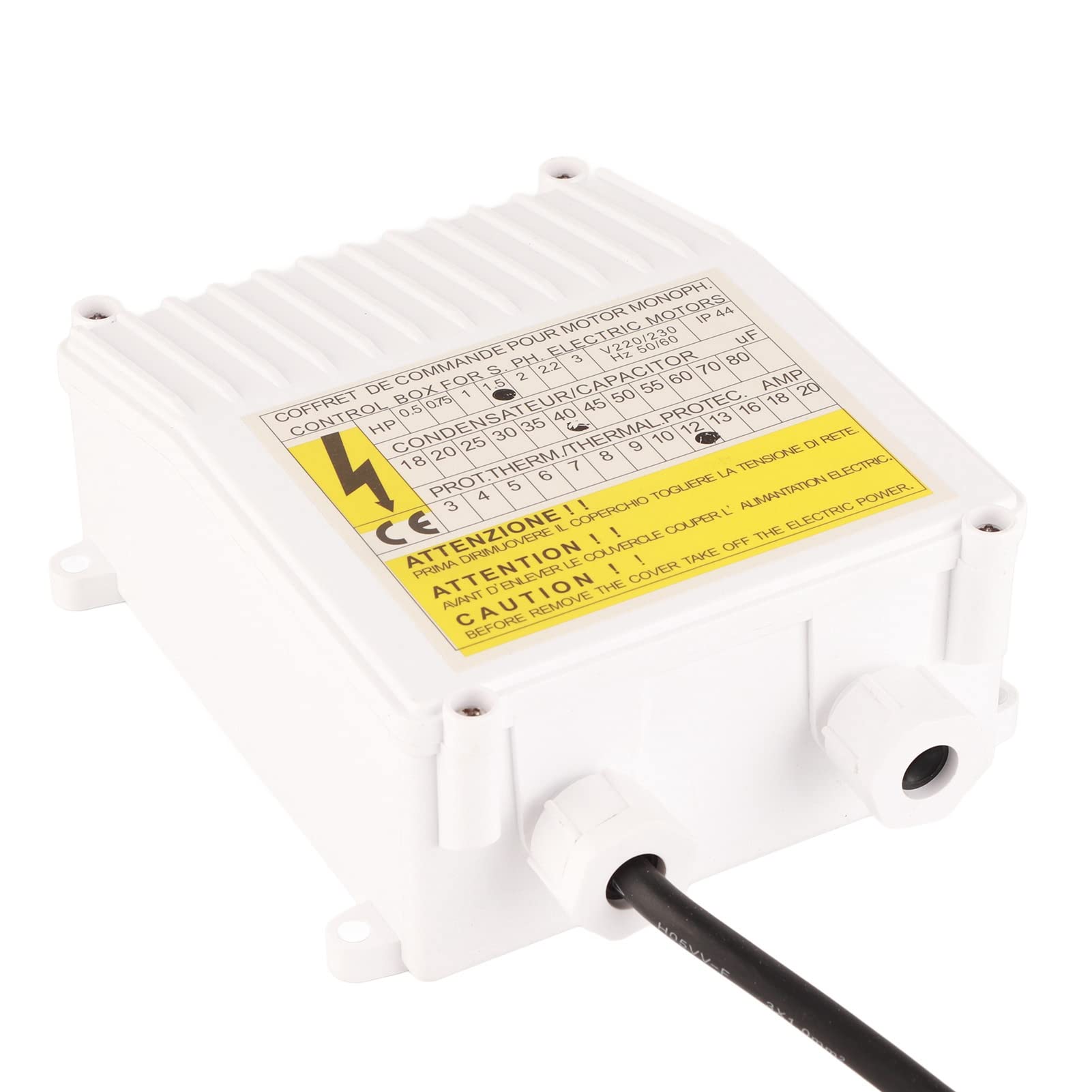 Scatola di Controllo della Pompa, Controller della Pompa del Pozzo Integrato Nell'interruttore Automatico di Protezione Termica(1100W 1,5HP 60uf 25A UE Spina 220V)