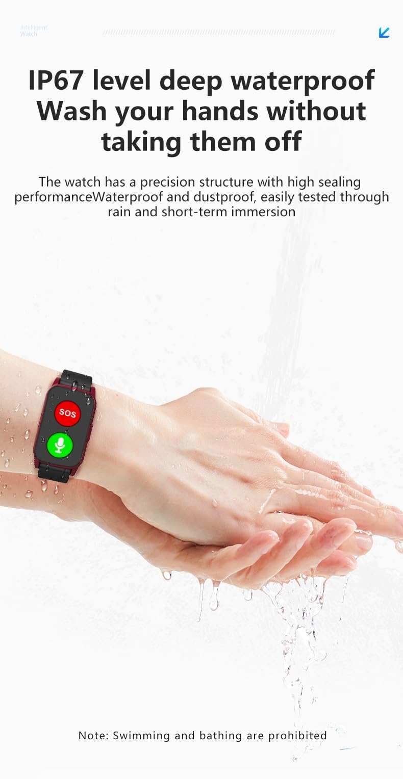 X&Z-XAOY Montre De Suivi des Chutes pour La Démence Et L'Alzheimer Montre Intelligente pour Personnes Âgées avec Détection De Chute,GPS Appel SOS Systèmes D'alerte pour Les Personnes Âgées(Black)