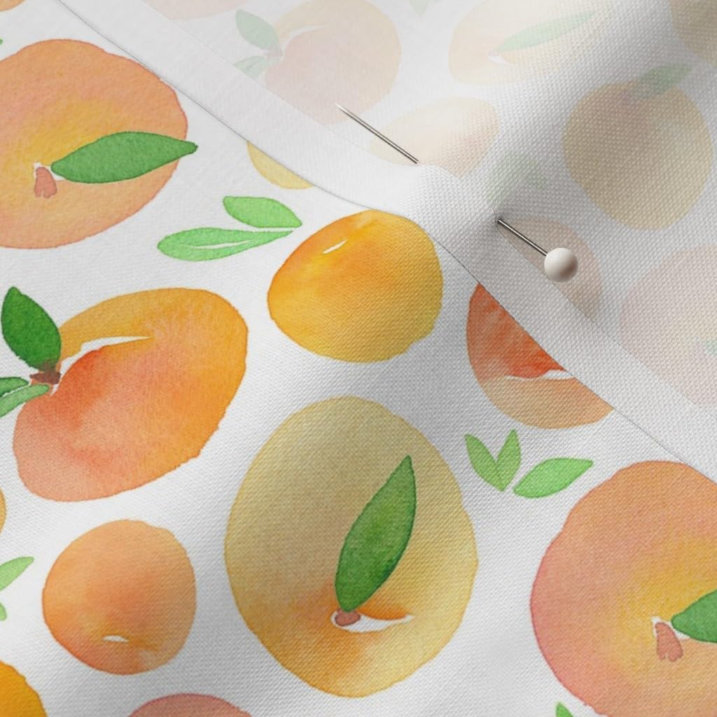 Spoonflower Fabric - Watercolor Peaches Peach Apricot Orange Fruit Summer Printed on Petal Signature Cotton Fabric by The Yard - Sewing Quilting Apparel Crafts Decor