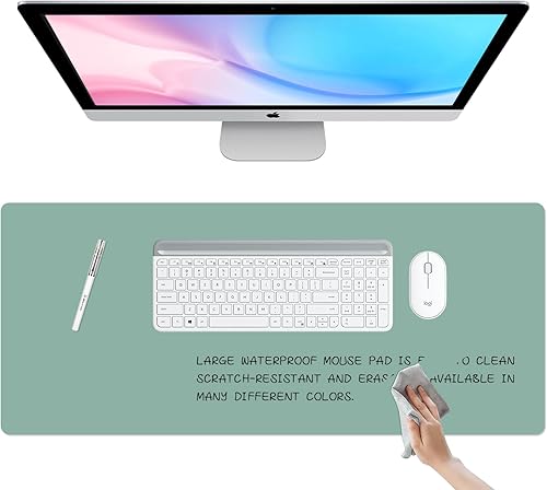 Tapete de escritorio de borrado en seco, impermeable, pizarra blanca borrable para hacer planes, protector de escritorio grande antideslizante para