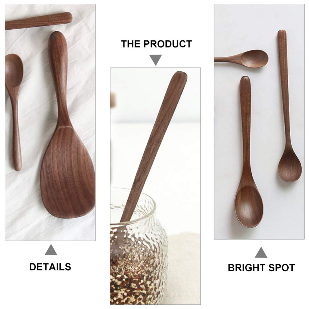 Black Walnut Cutlery Set Rice Ladle Soup Spoon Kitchen Cooking Scoop Wooden Spoon Kitchen Utensil Japanese Style Ladle Wooden Tableware Black Walnut Spoon Wooden Flatware
