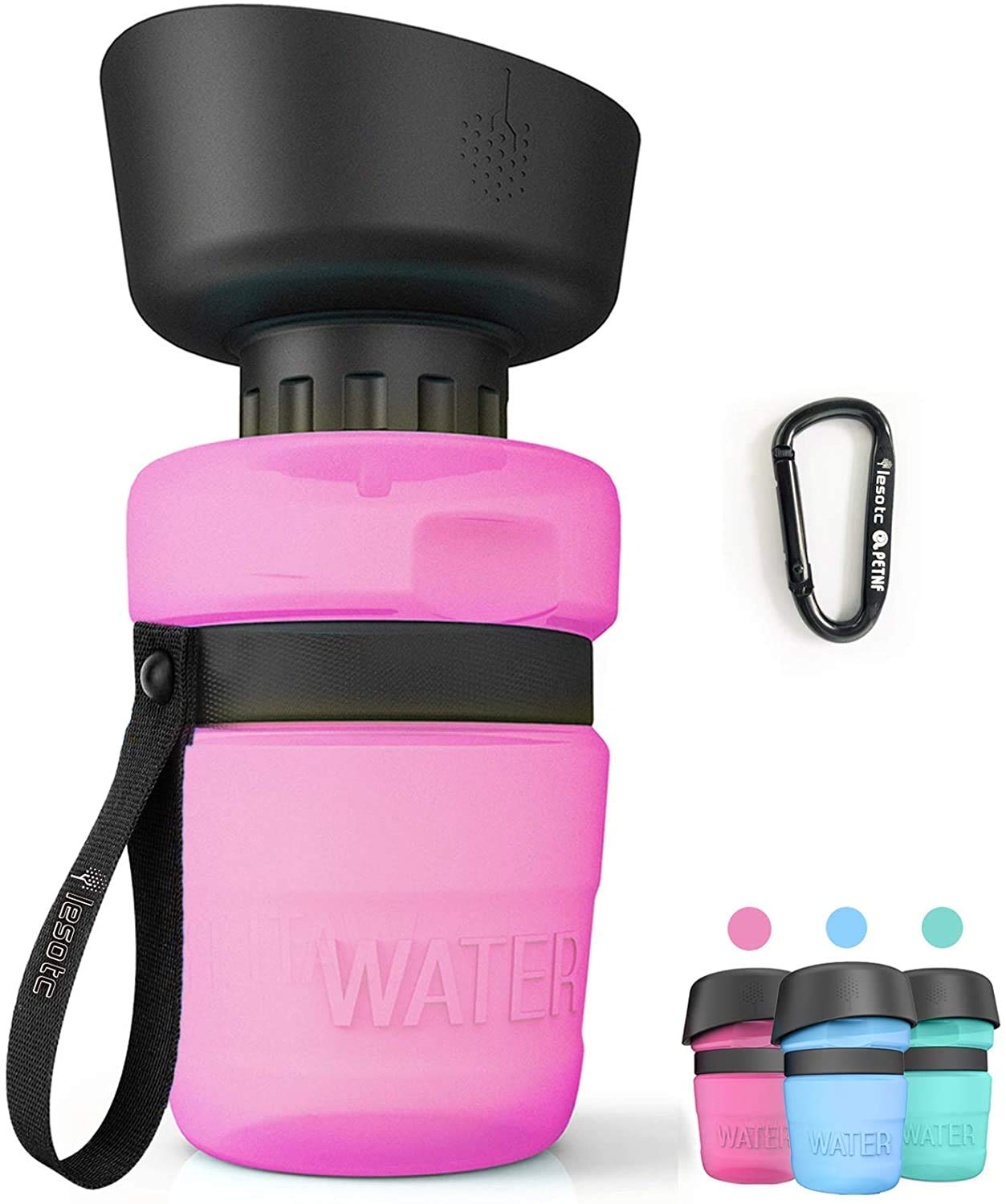 Pet Water Bottle for Dogs, Dog Water Bottle Foldable, Dog Travel Water Bottle, Dog Water Dispenser, Lightweight & Convenient for Travel BPA Free (18oz Pink)