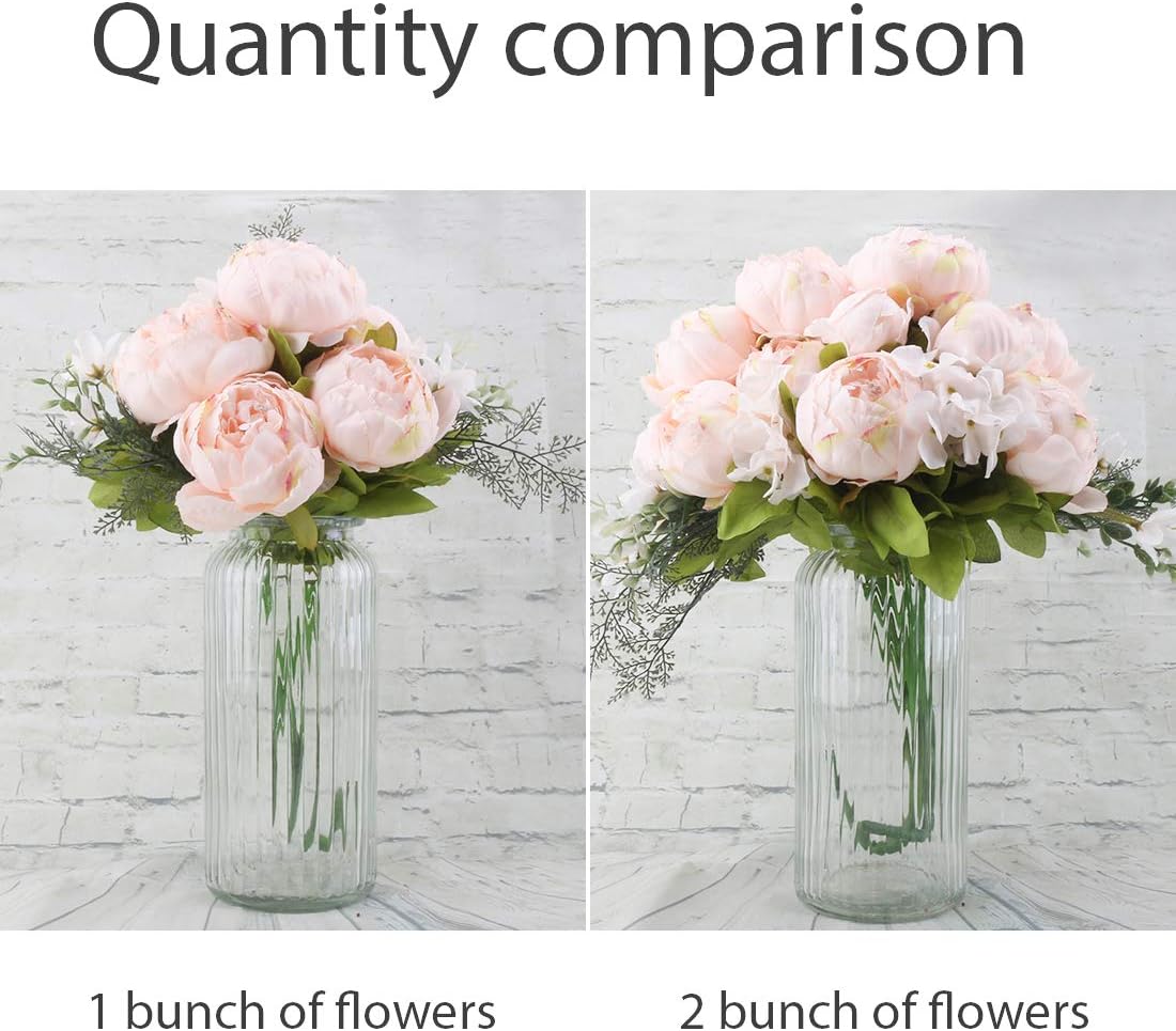 Flojery Silk Peony Bouquet Vintage Artificial Peonies Flower for Home Wedding Party Decor (1pcs, Peach Pink) - Image 3