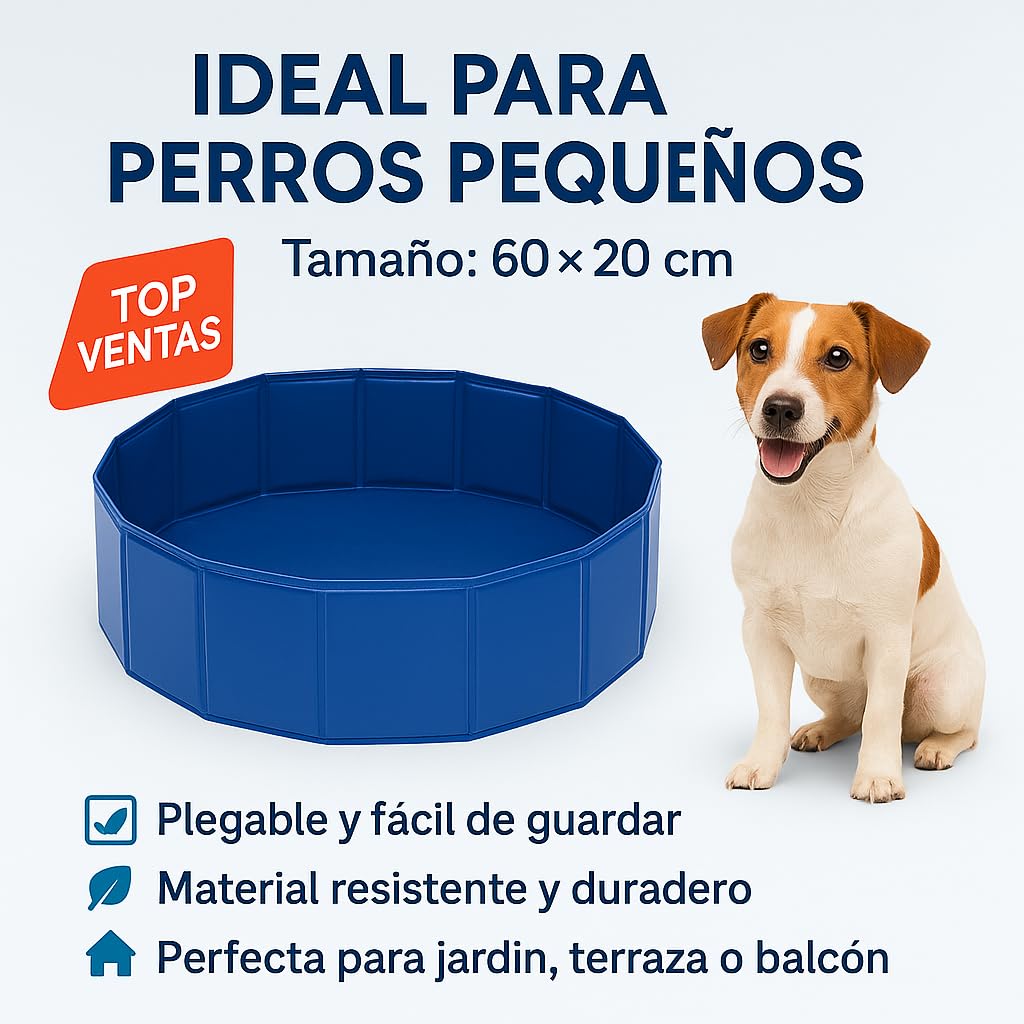 Piscina per animali domestici grandi e piccoli, 60 x 20 cm, smontabile, rigida, rinfrescante in estate