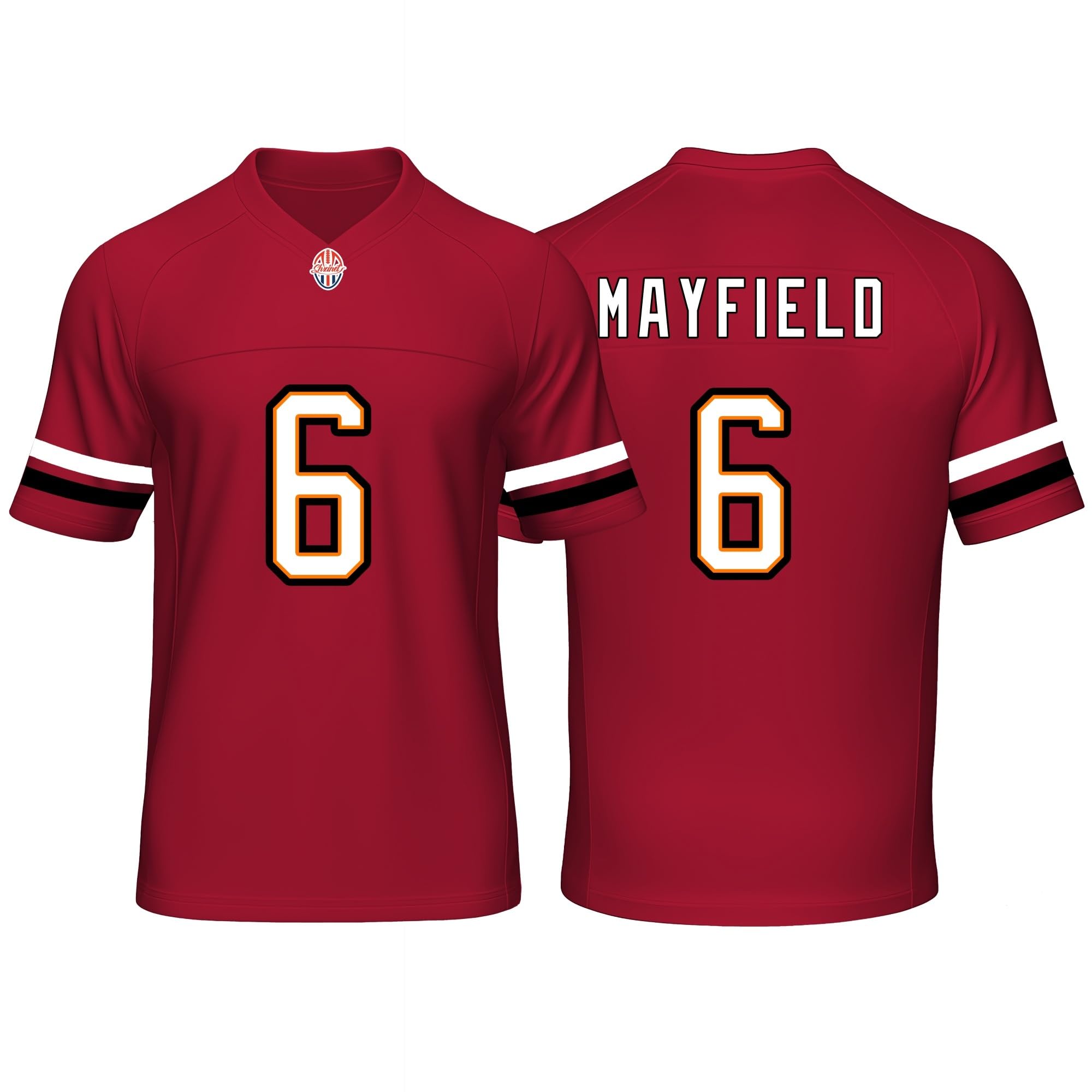 Custom Mens/Youth Football Baker Stitched T-Shirt for Sports Fan Mayfield red No Brand/Logos