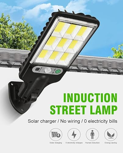 A-TION Lâmpada de rua solar LED - sensor solar 500 W/6000 K à prova d'água com luz de parede perifé