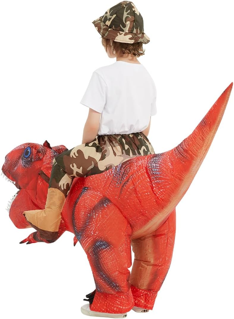 GOOSH Inflatable Dinosaur Costume for Kids Riding T Rex Funny Blow Up Boys Girls Costume for Halloween Fancy Party Cosplay